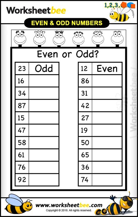 Even and Odd Worksheets .